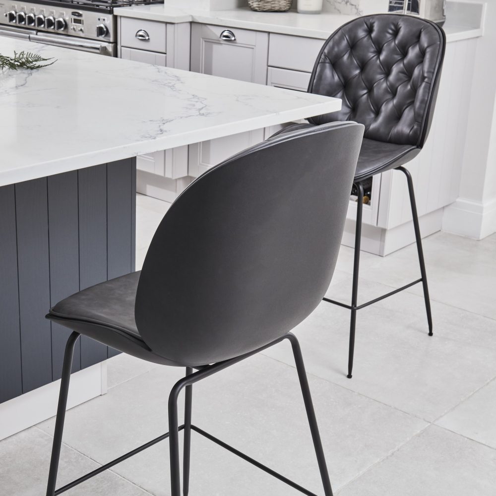 (Set of 2) Thiago Grey Faux Leather Bar Stool - Image 8