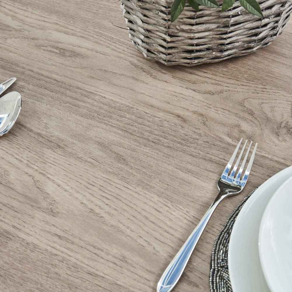Bellagio 90cm Square Natural Oak Melamine Dining Table Set with 4x Leon Tan Dining Chairs - Image 3