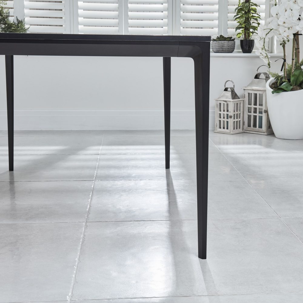 Bellagio 160cm Natural Oak Melamine Dining Table with Black Contemporary Base - Image 10