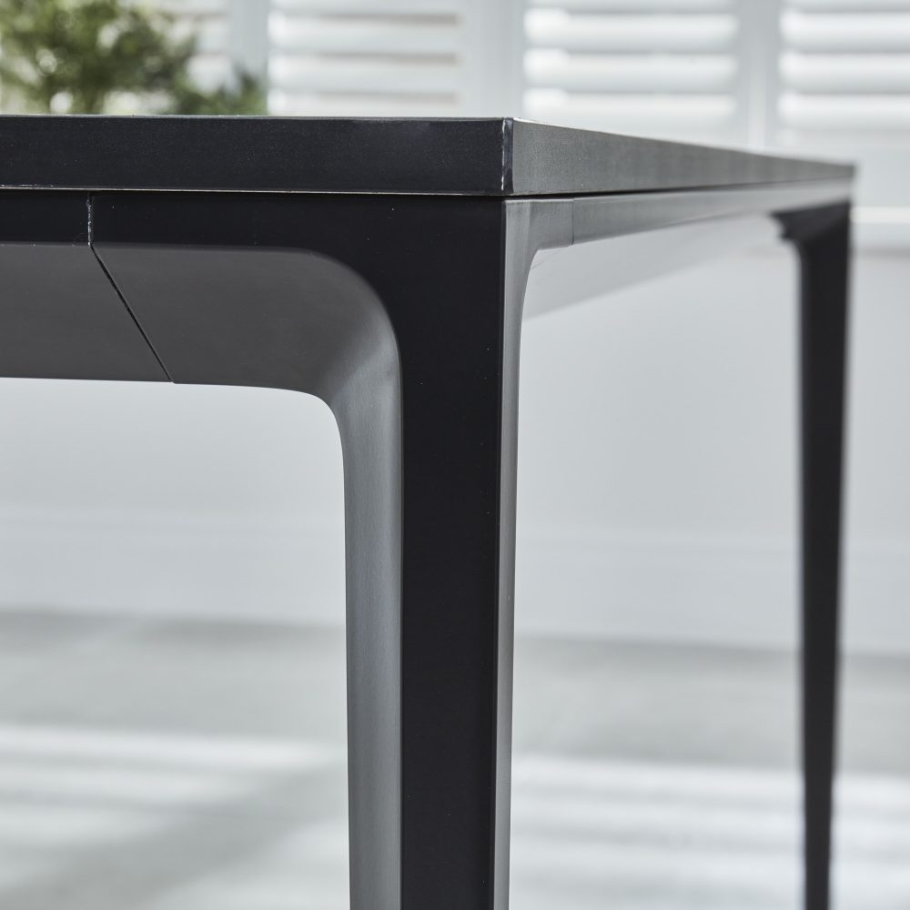Bellagio 160cm Natural Oak Melamine Dining Table with Black Contemporary Base - Image 11
