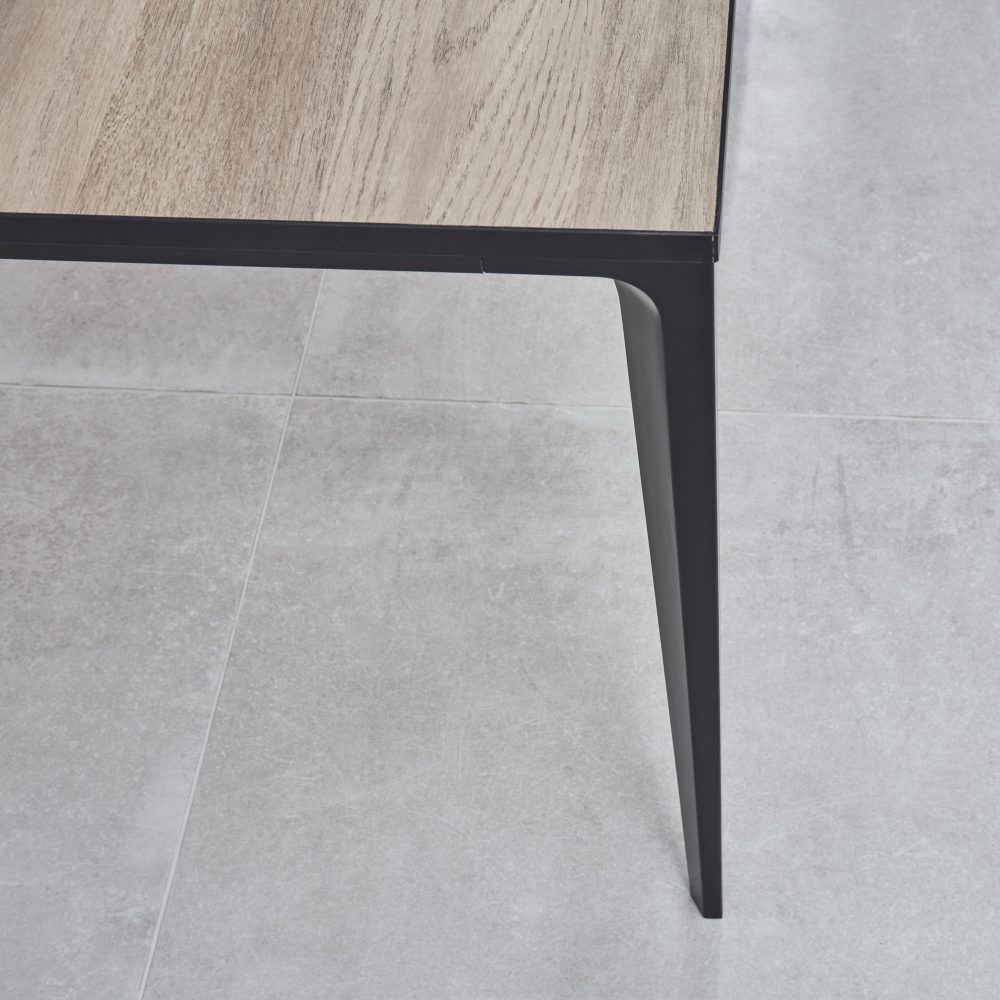 Bellagio 160cm Natural Oak Melamine Dining Table with Black Contemporary Base - Image 12