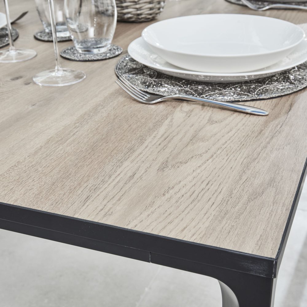 Bellagio 90cm Square Natural Oak Melamine Dining Table Set with 4x Leon Tan Dining Chairs - Image 4