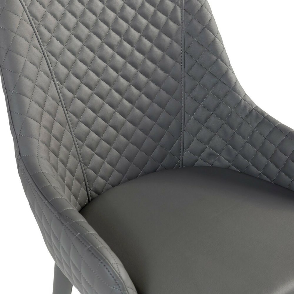 Cheshire Grey Faux Leather Quilted Upholstered Dining Chair - Image 9