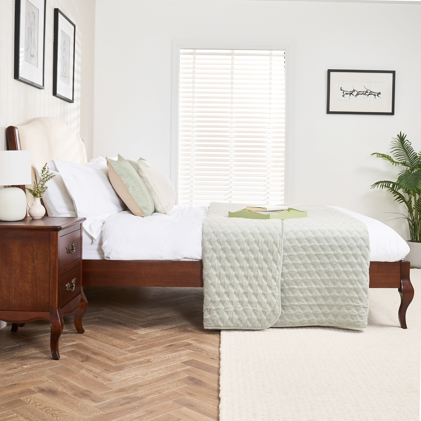 Lille French Mahogany Upholstered Low Foot Board Bed - King Size - Image 4