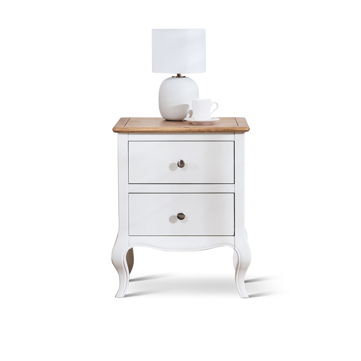 Lille French Chalk White Two Drawer Bedside Table - Image 2