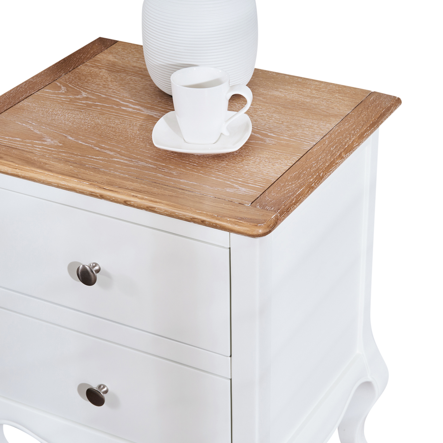 Lille French Chalk White Two Drawer Bedside Table - Image 4