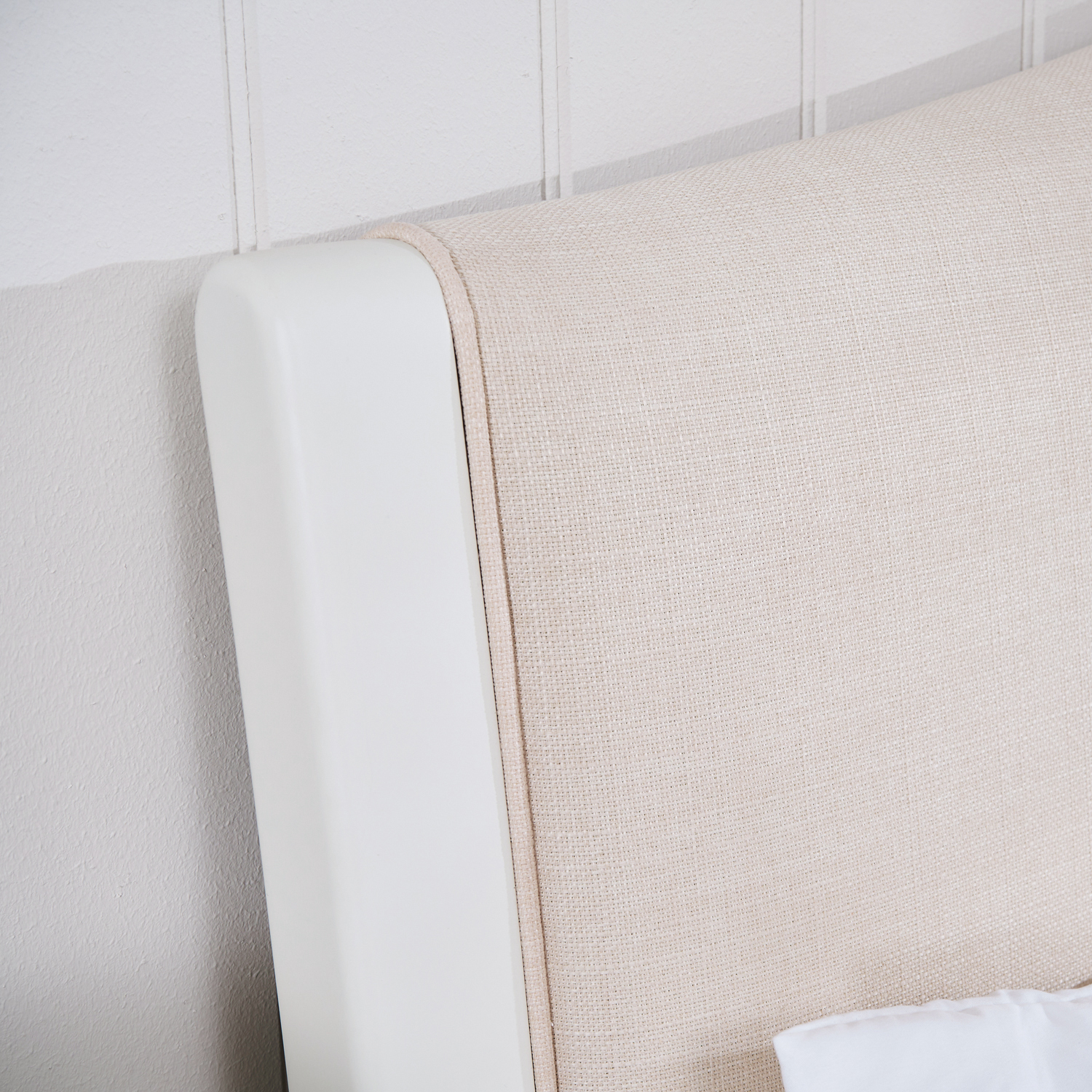 Lille French Chalk White Upholstered Low Foot Board Bed - King Size - Image 4