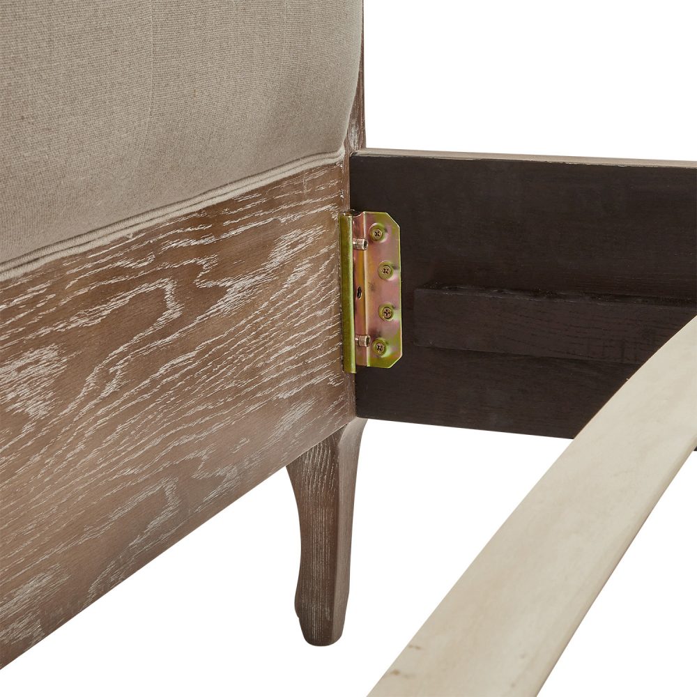 Arielle French Limed Ash Buttoned Upholstered Bed - King Size - Image 15