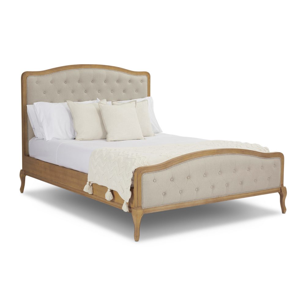 Celeste French Oak Buttoned Upholstered High Foot Board Bed - King Size - Image 6