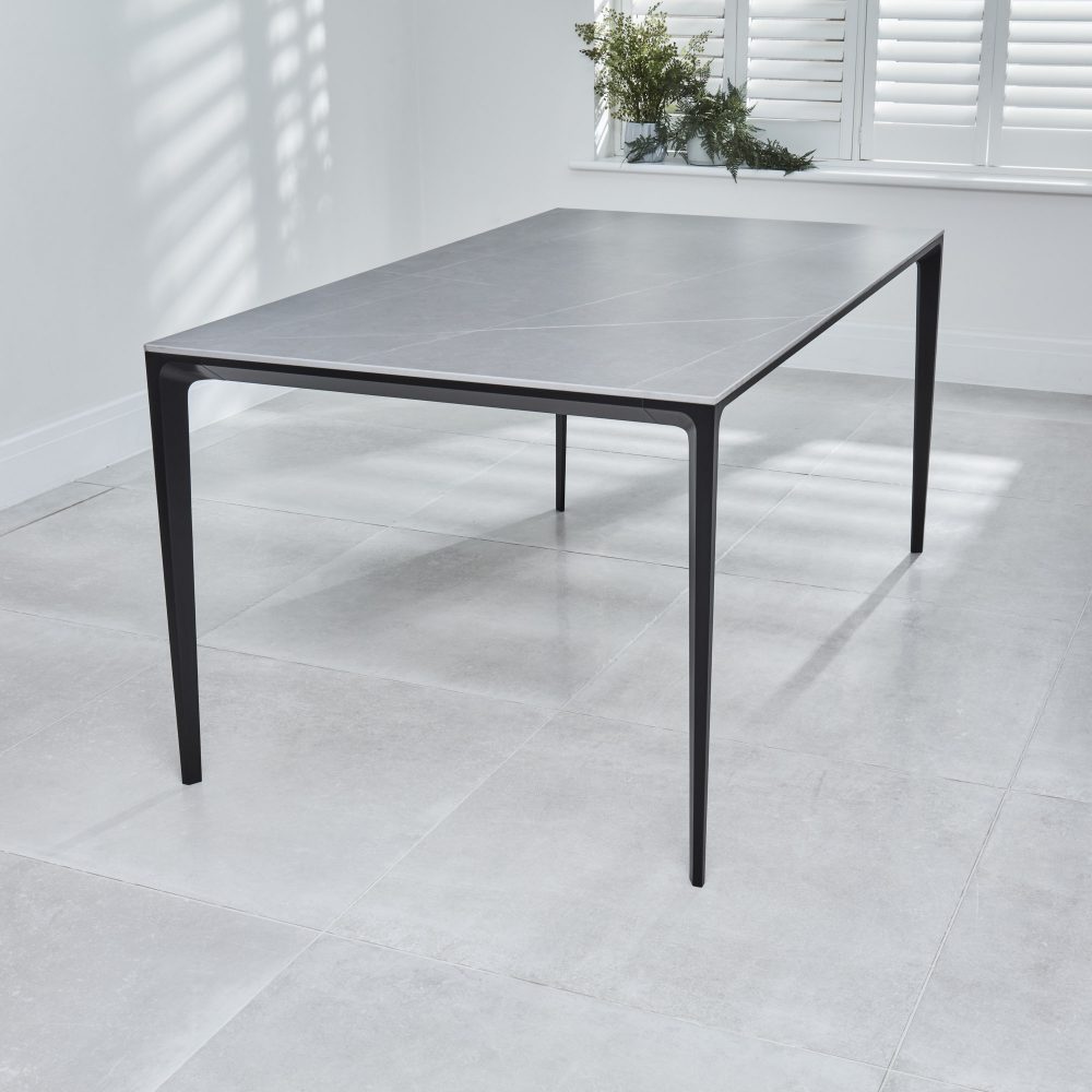 Bellagio 1.6M Grey Sintered Stone Dining Table Set with 4 x Leon Tan Dining Chairs - Image 3