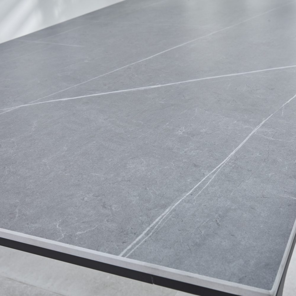 Bellagio 1.6M Grey Sintered Stone Dining Table Set with 4 x Leon Tan Dining Chairs - Image 10