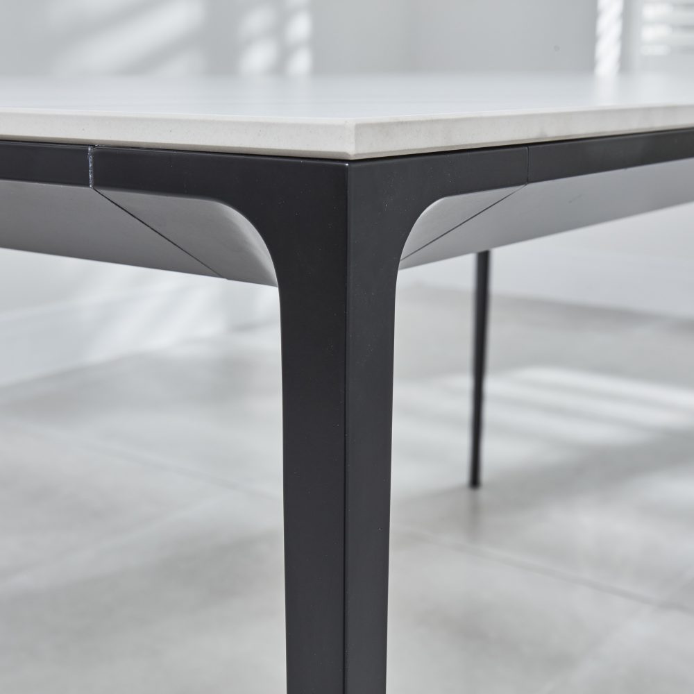 Bellagio 1.6M White Sintered Stone Dining Table Set with 4 x Leon Grey Dining Chairs - Image 5