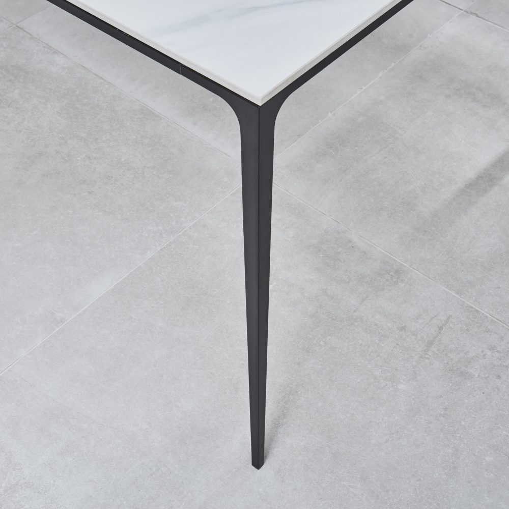 Bellagio 1.6M White Sintered Stone Dining Table Set with 4 x Leon Grey Dining Chairs - Image 7
