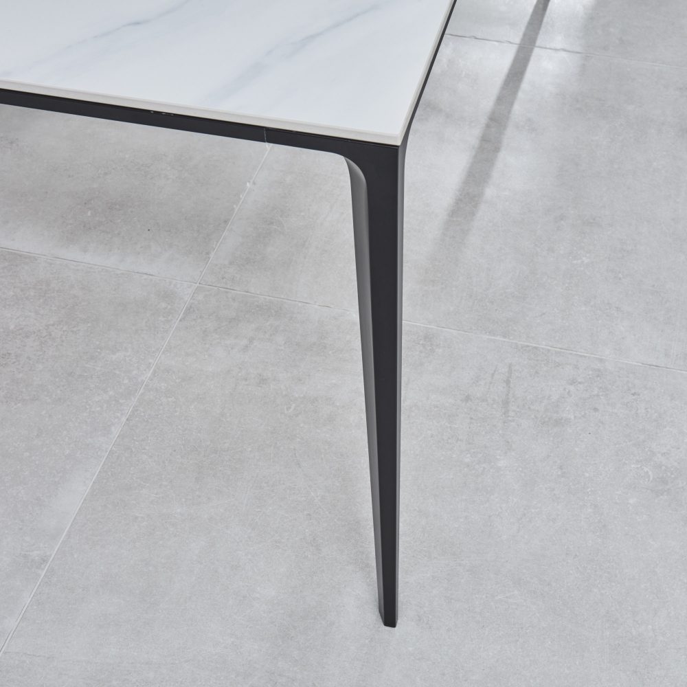 Bellagio 1.6M White Sintered Stone Dining Table Set with 4 x Leon Grey Dining Chairs - Image 8