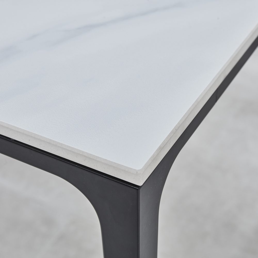 Bellagio 1.6M White Sintered Stone Dining Table Set with 4 x Leon Grey Dining Chairs - Image 10