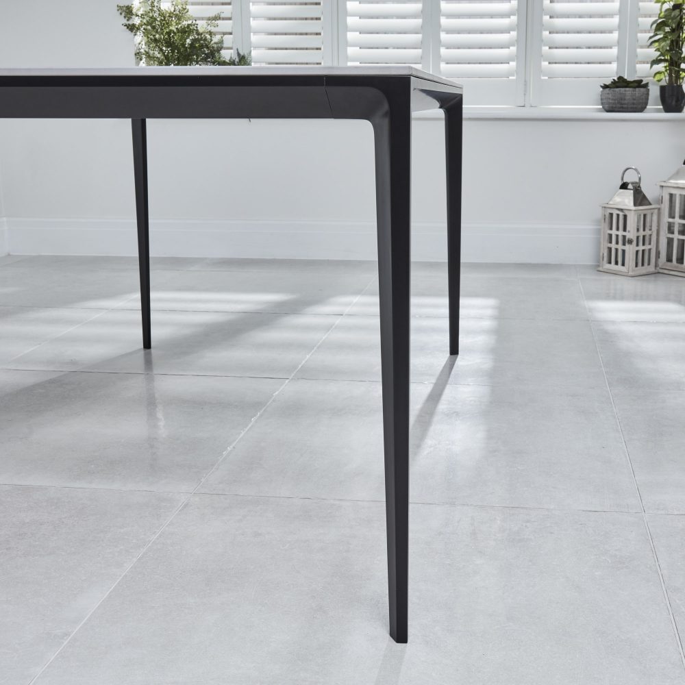 Bellagio 1.6M Grey Sintered Stone Dining Table Set with 4 x Leon Tan Dining Chairs - Image 5