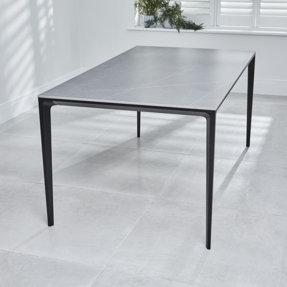 Bellagio 1.6M Grey Sintered Stone Dining Table Set with 4 x Leon Tan Dining Chairs - Image 4