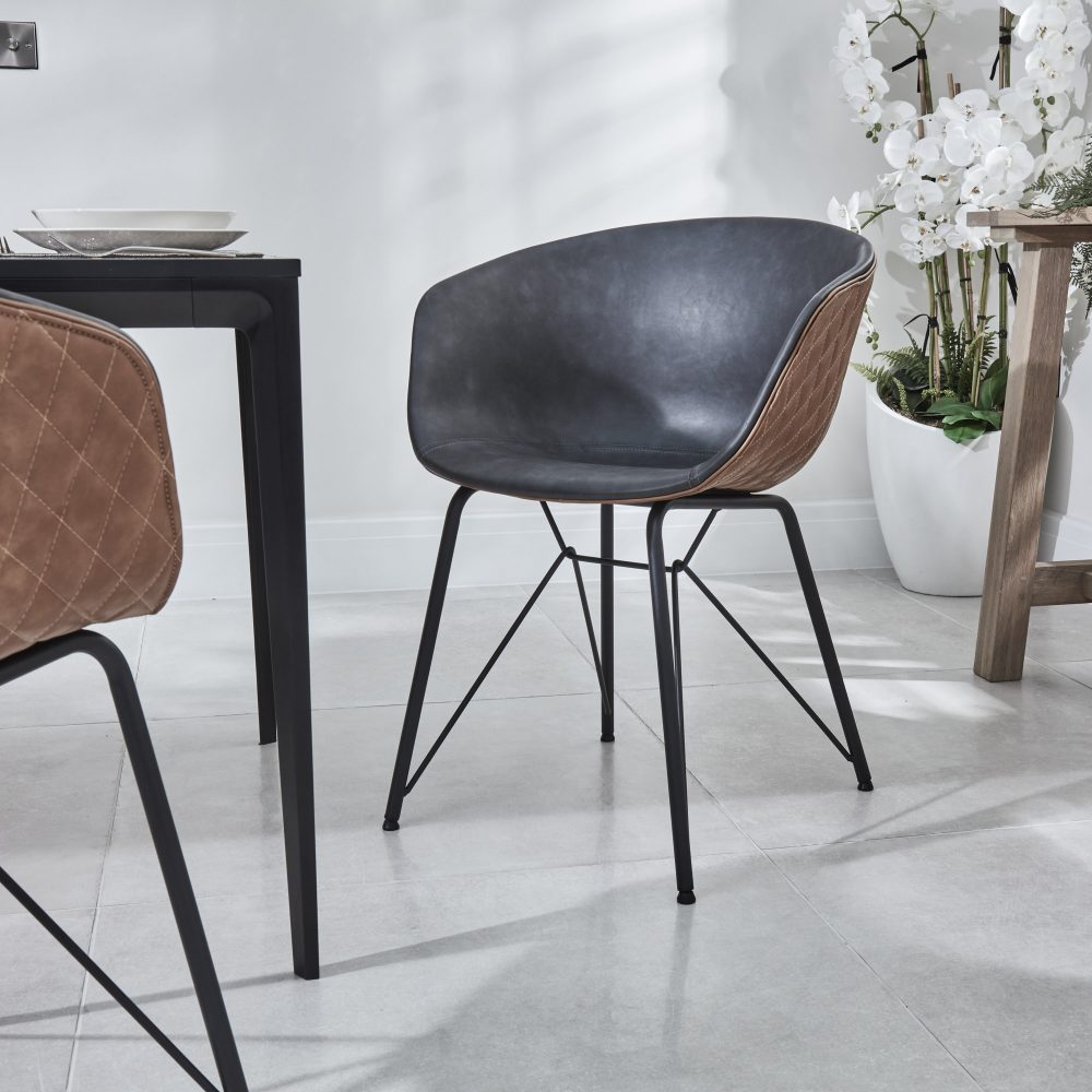 Bellagio 90cm Square Grey Sintered Stone Dining Table Set with 4 x Camila Grey/Tan Dining Chairs - Image 13