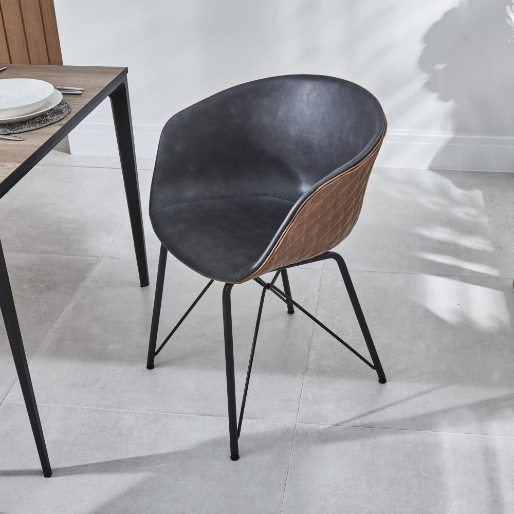 Bellagio 90cm Square Grey Sintered Stone Dining Table Set with 4 x Camila Grey/Tan Dining Chairs - Image 12