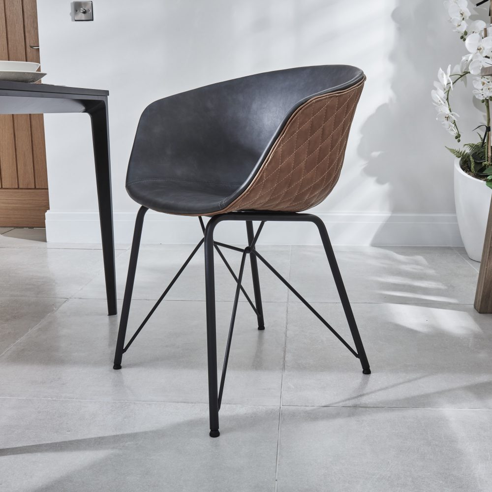 Bellagio 90cm Square Grey Sintered Stone Dining Table Set with 4 x Camila Grey/Tan Dining Chairs - Image 11