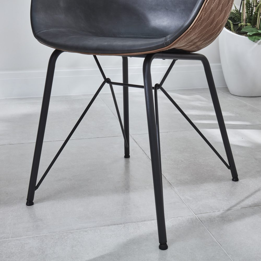 Bellagio 90cm Square Grey Sintered Stone Dining Table Set with 4 x Camila Grey/Tan Dining Chairs - Image 8