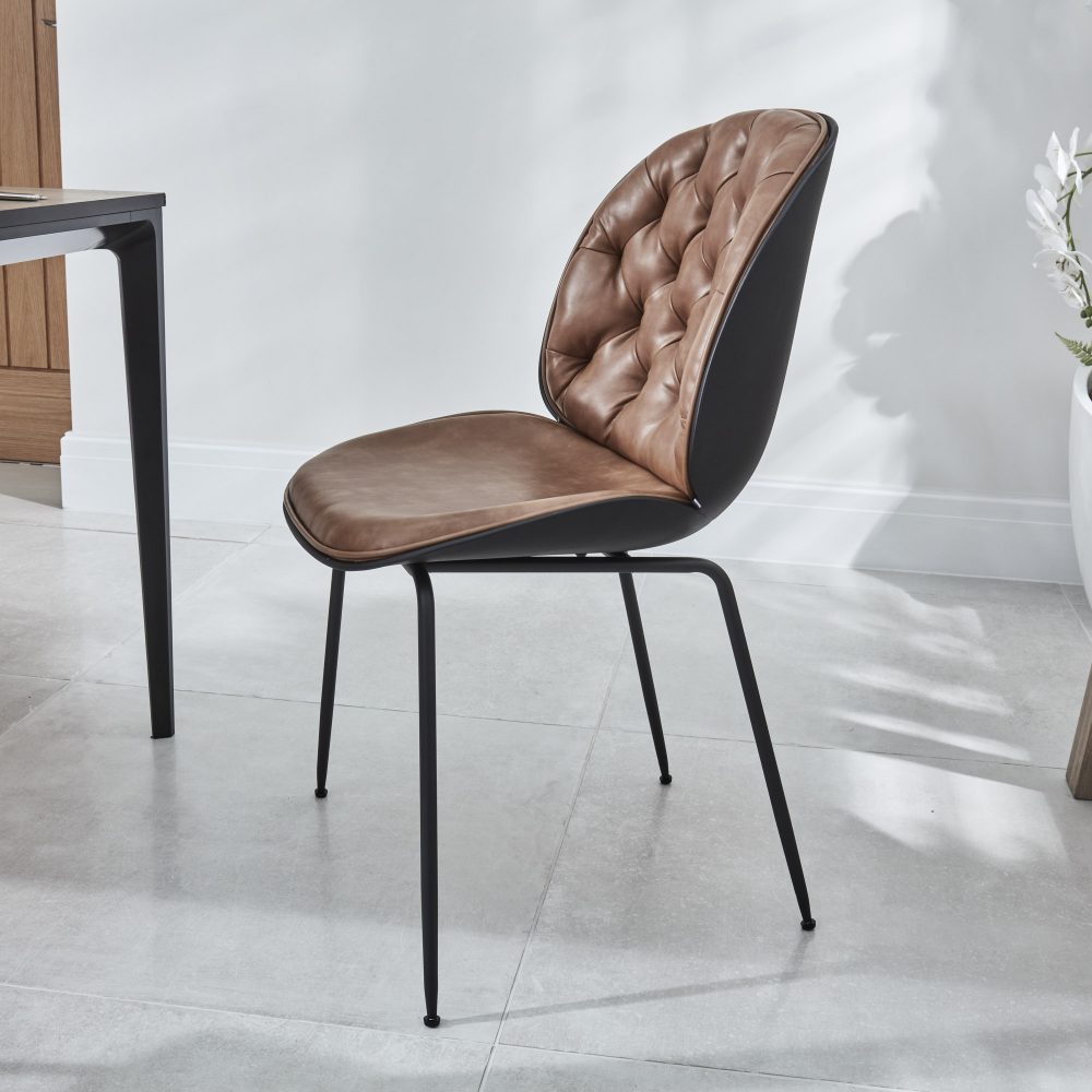 Bellagio 90cm Square Grey Sintered Stone Dining Table Set with 4 x Thiago Tan Dining Chairs - Image 12