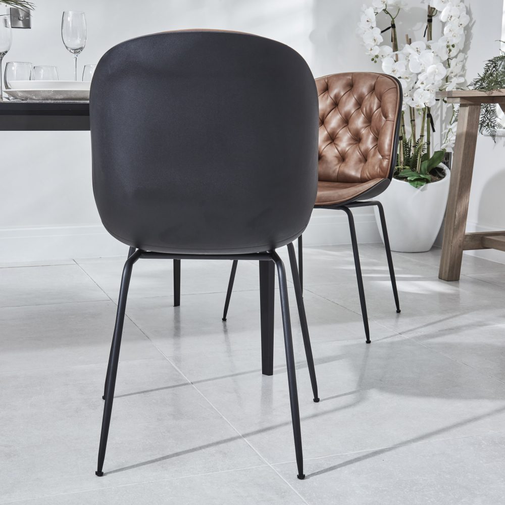 Bellagio 90cm Square Grey Sintered Stone Dining Table Set with 4 x Thiago Tan Dining Chairs - Image 8