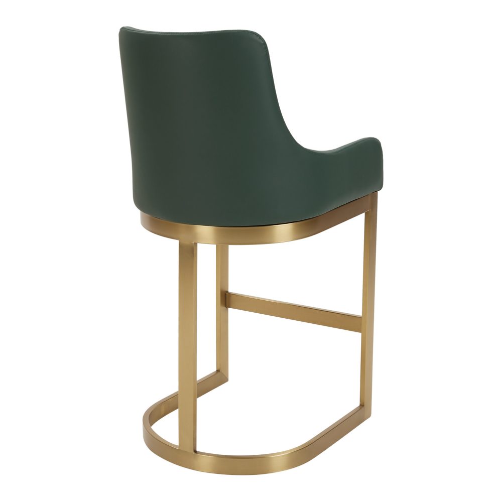 Clara Green Upholstered Counter Kitchen Stool with Gold Steel Frame - Image 6