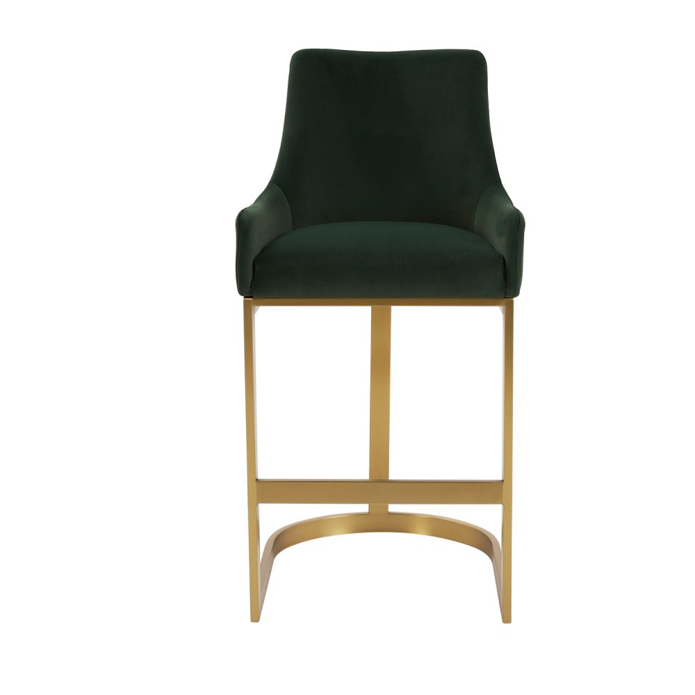 Clara Green Velvet Upholstered Counter Kitchen Stool with Gold Steel Frame - Image 9