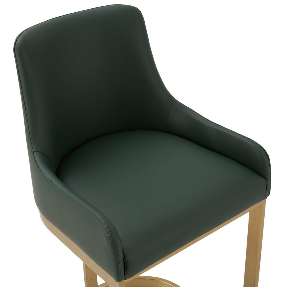 Clara Green Upholstered Counter Kitchen Stool with Gold Steel Frame - Image 9