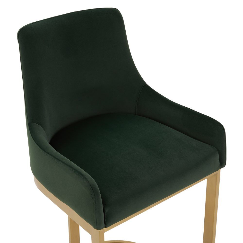 Clara Green Velvet Upholstered Counter Kitchen Stool with Gold Steel Frame - Image 11