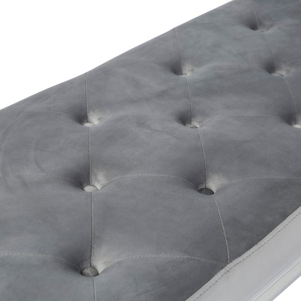 Arianna Polished Steel Grey Velvet Dining Bench - Image 7