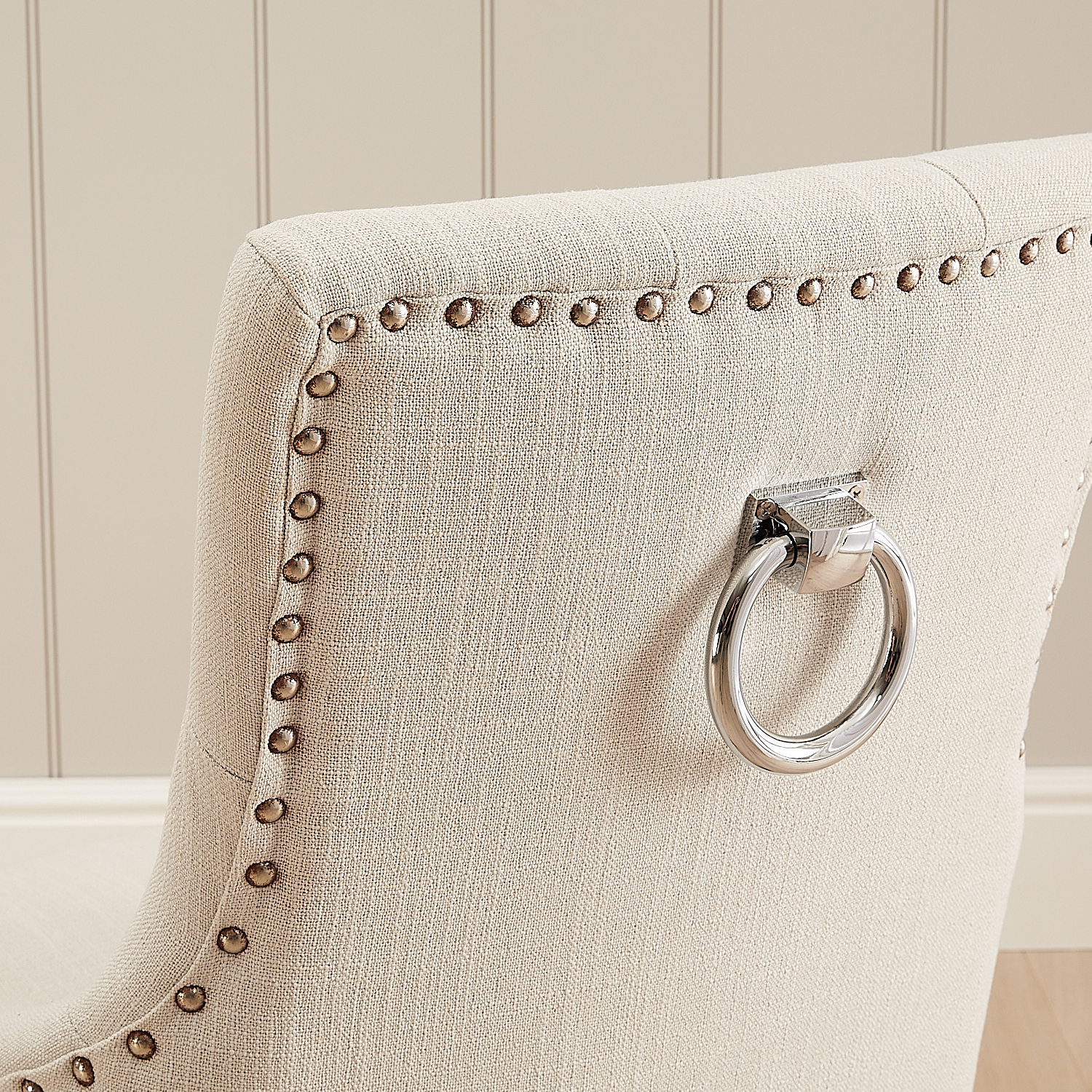 Chelsea Oak Scoop Back Linen Upholstered Dining Chair - Second - Image 8
