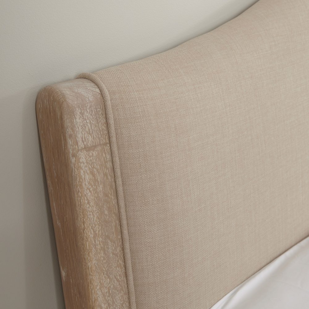 Lille French Limed Oak Upholstered Bed And Two Matching Bedside Tables - Double Size - Image 7
