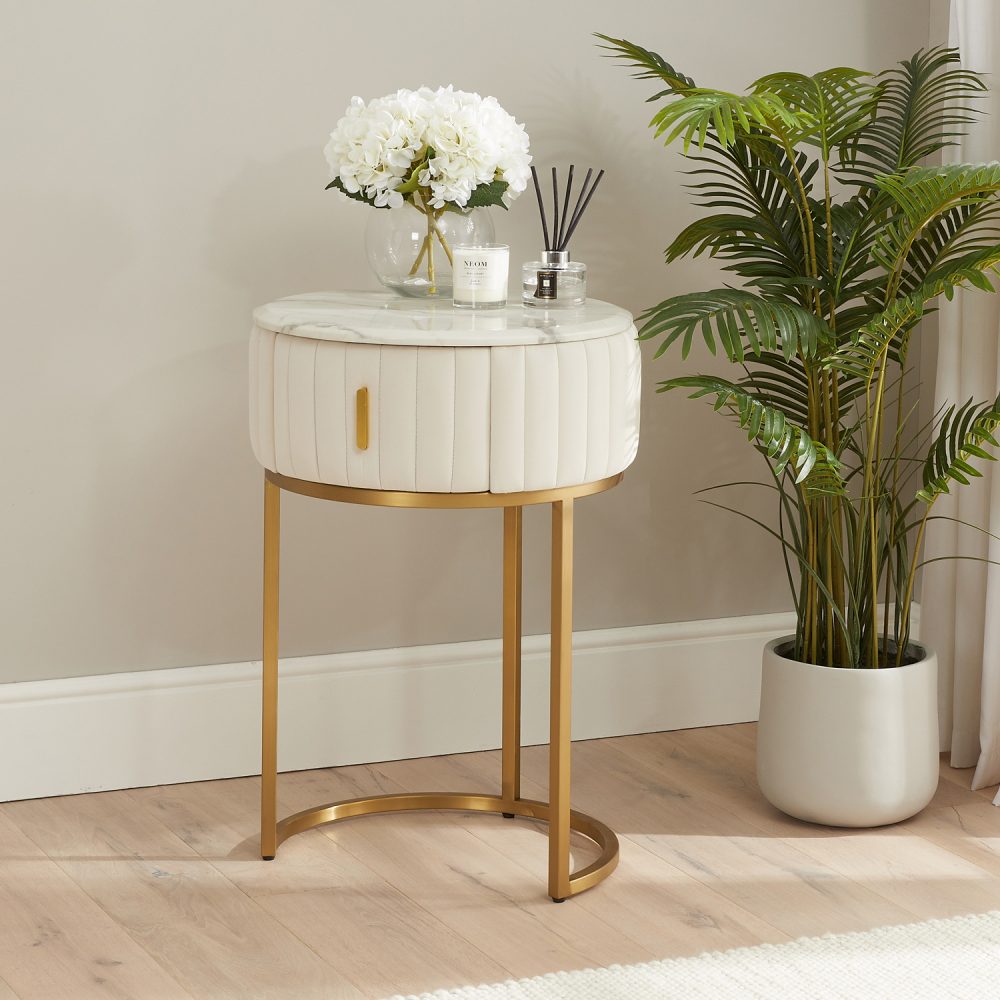 Compact Italian Gold Framed Marble Dressing Table Set - Image 3