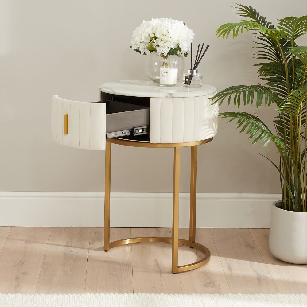 Compact Italian Gold Framed Marble Dressing Table Set - Image 5