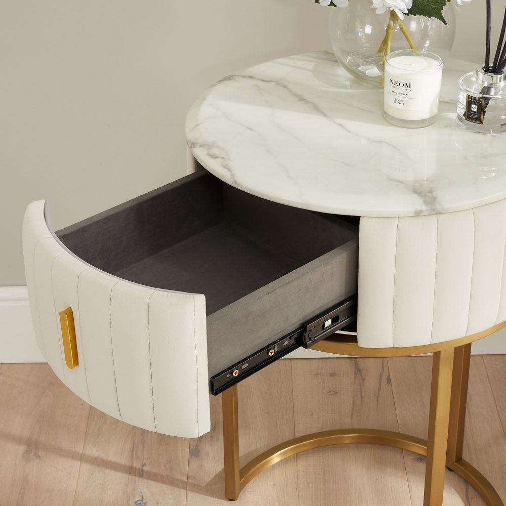 Compact Italian Gold Framed Marble Dressing Table Set - Image 6