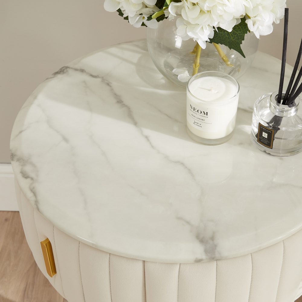 Compact Italian Gold Framed Marble Dressing Table Set - Image 7
