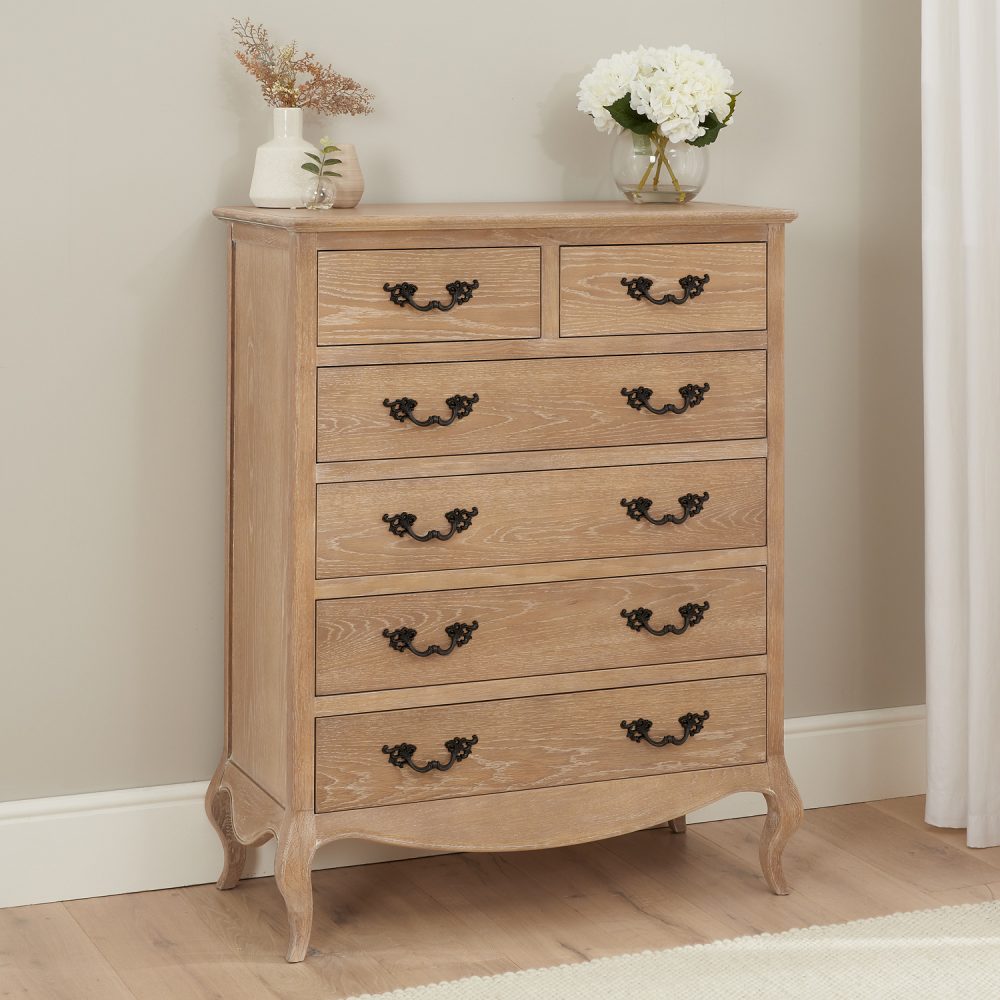 Lille French Limed Oak 6 Drawer Tall Chest - Image 3