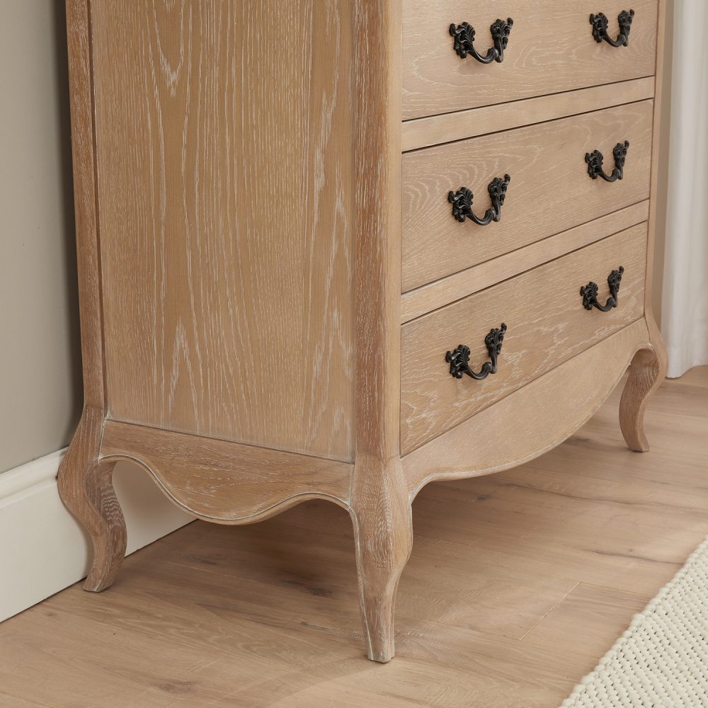 Lille French Limed Oak 6 Drawer Tall Chest - Image 6