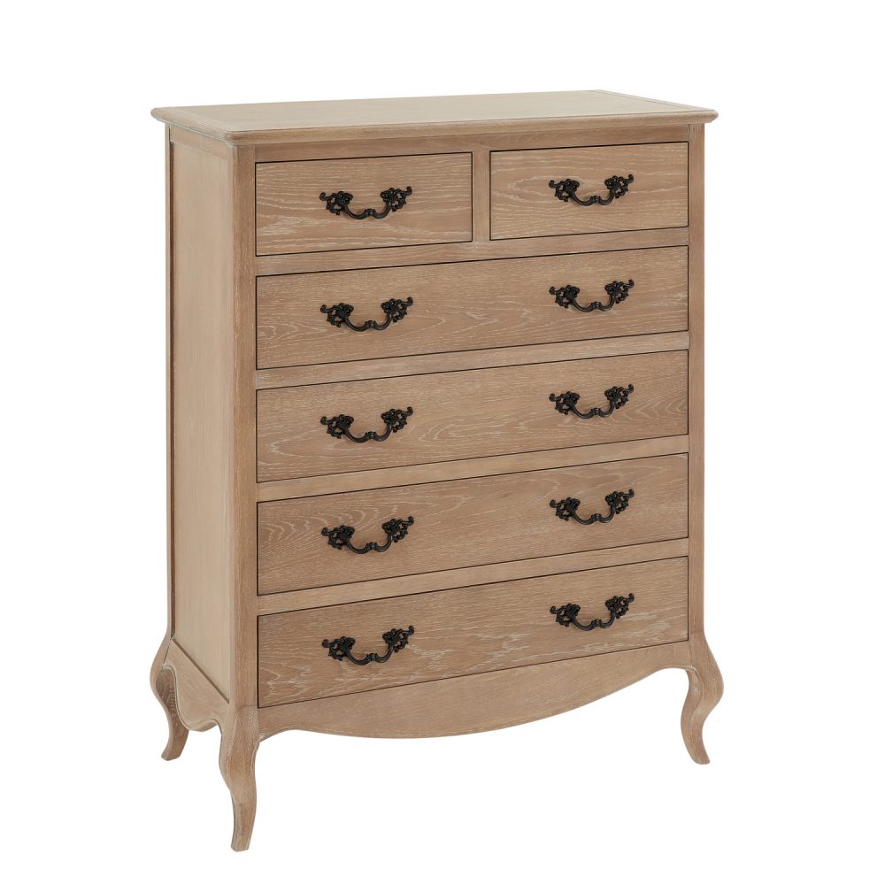 Lille French Limed Oak 6 Drawer Tall Chest - Image 7