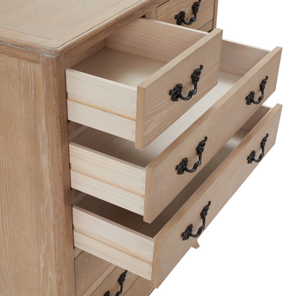 Lille French Limed Oak 6 Drawer Tall Chest - Image 8