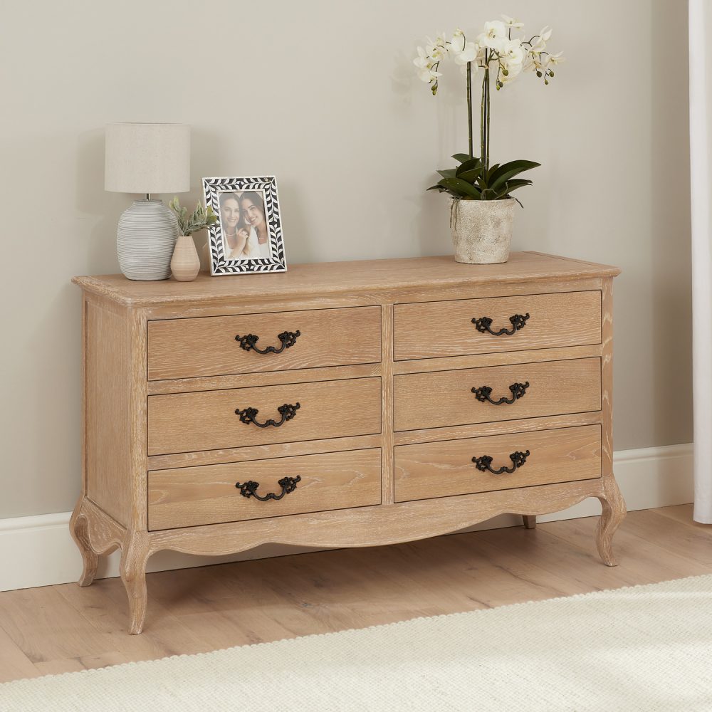 Lille French Limed Oak 6 Drawer Wide Chest - Image 3
