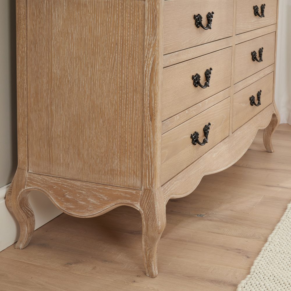 Lille French Limed Oak 6 Drawer Wide Chest - Image 6