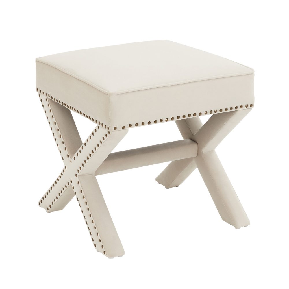 Olivia Cream Velvet Dressing Stool - Image 4