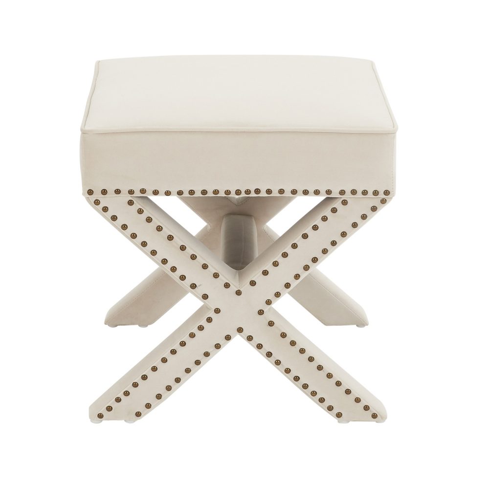 Olivia Cream Velvet Dressing Stool - Image 5