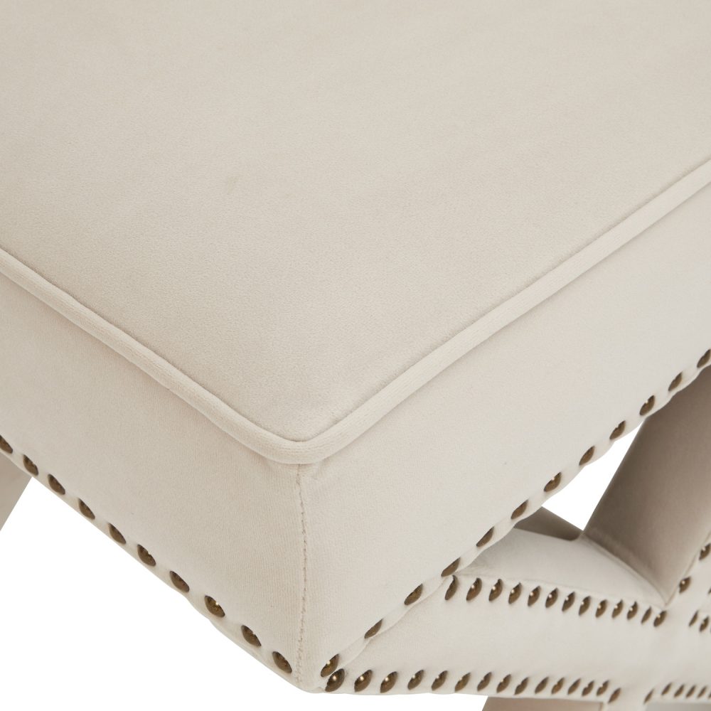 Olivia Cream Velvet Dressing Stool - Image 6