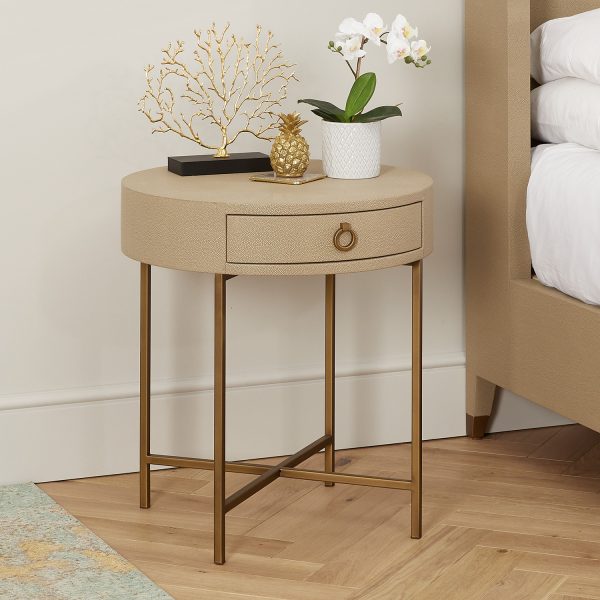 Richmond Circular Shagreen One Drawer Lamp Table