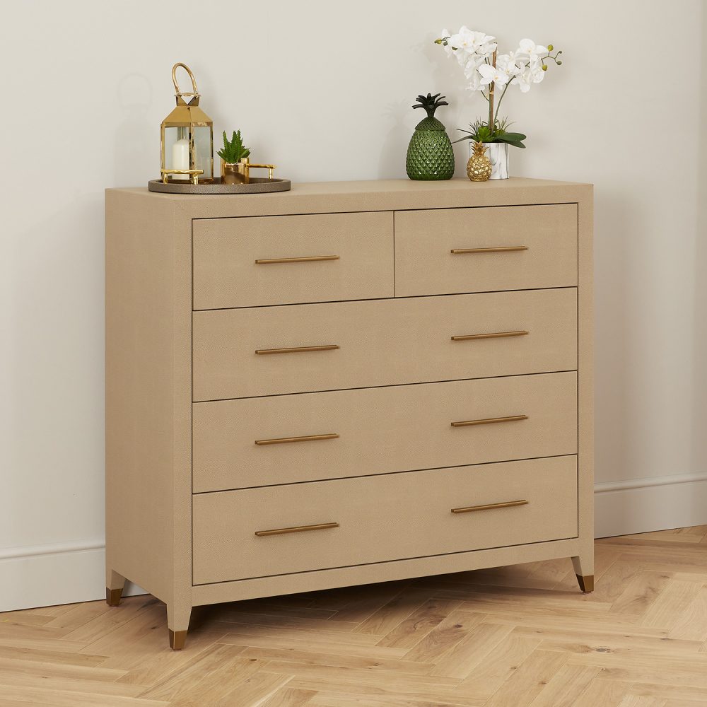 Richmond Shagreen Five Drawer Large Chest - Image 3